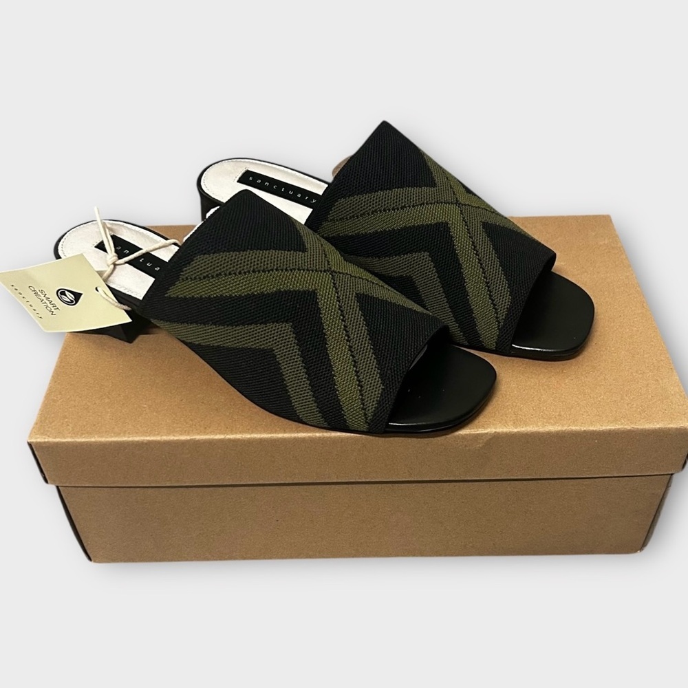 Sanctuary Rally Block Heel Mule Clog Sandals Size 8 New in Box ! Green and black - Picture 6 of 12